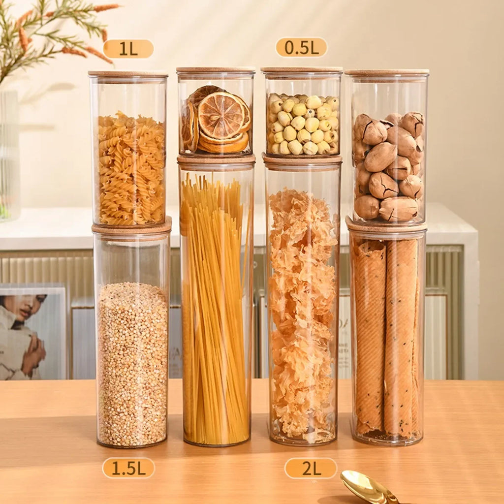 BPA-Free Airtight Storage Containers with Bamboo Lids | Clear Food Canisters