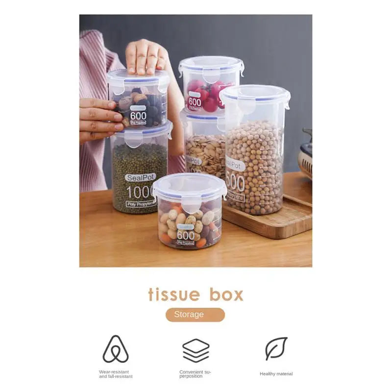 Clear Sealed Food Storage Canisters with Measuring Cup | Airtight Kitchen Containers for Grains, Rice & Pantry Staples