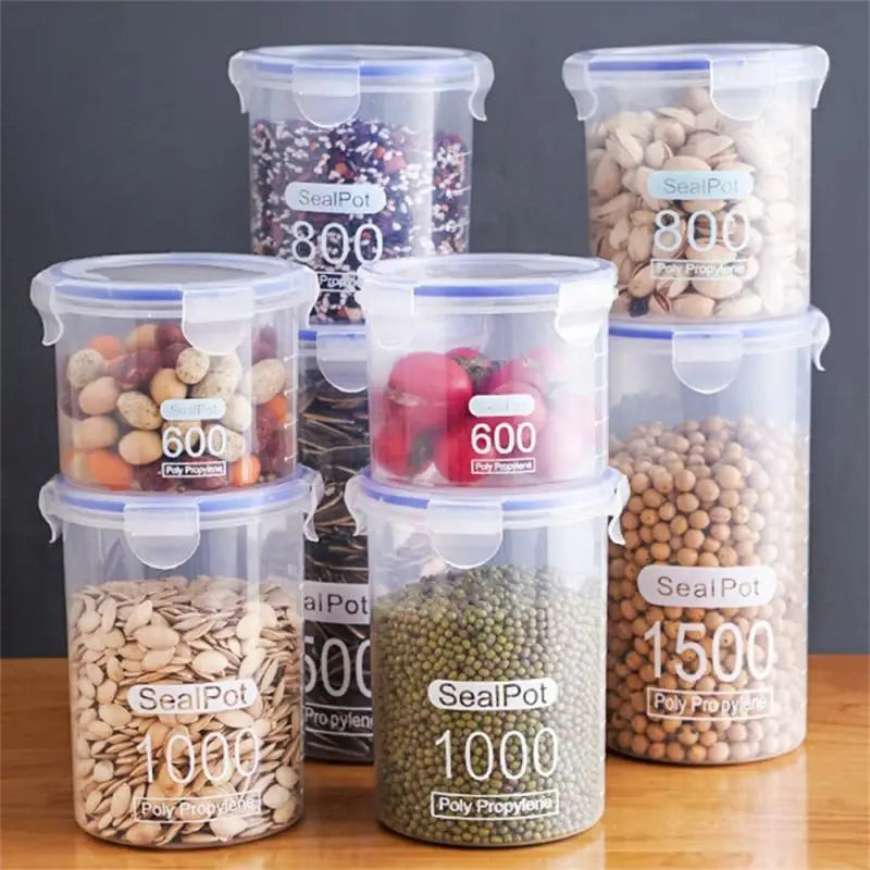 Clear Sealed Food Storage Canisters with Measuring Cup | Airtight Kitchen Containers for Grains, Rice & Pantry Staples