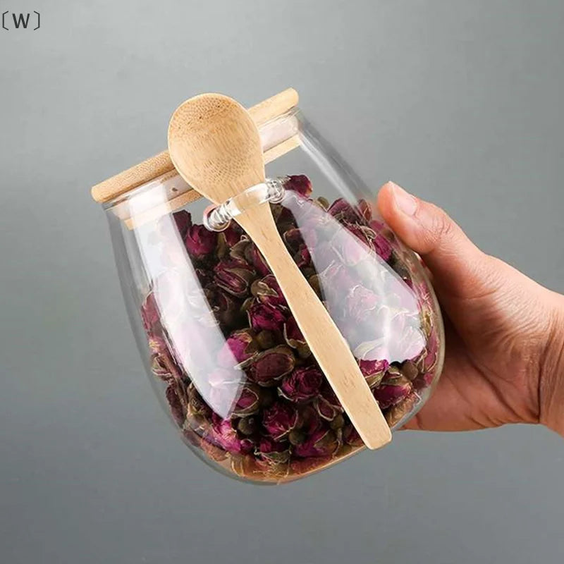 Hermetic Glass Storage Jar with Bamboo Lid | Airtight Kitchen Canister