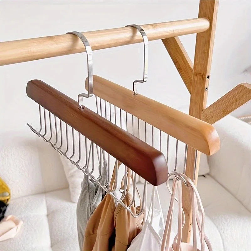 Wooden Multi-Hook Sling Hanger Organizer for Underwear, Bras & Vests