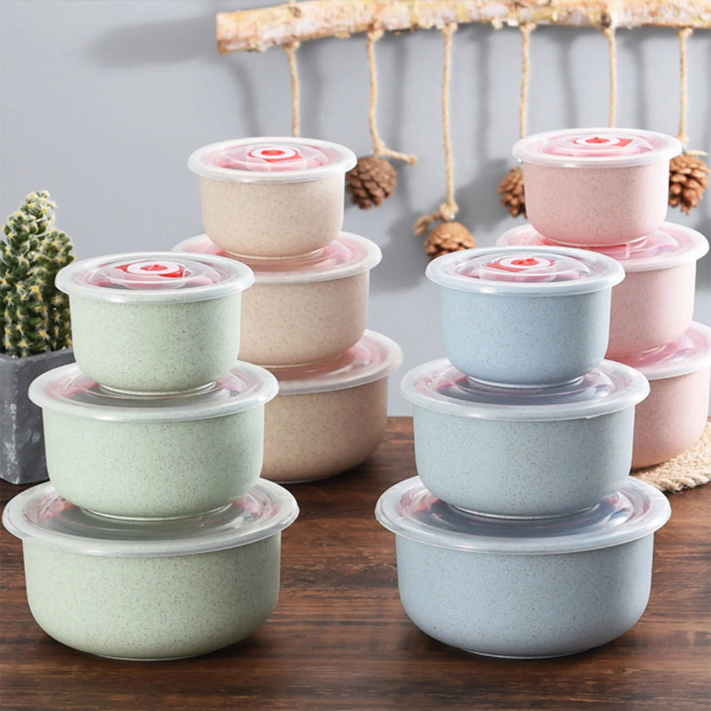 Eco-Friendly Wheat Straw Bento Box Set | 3-Piece Meal Prep Food Storage Containers