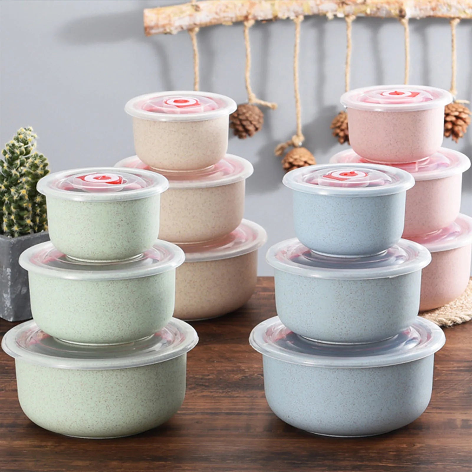 Eco-Friendly Wheat Straw Bento Box Set | 3-Piece Meal Prep Food Storage Containers