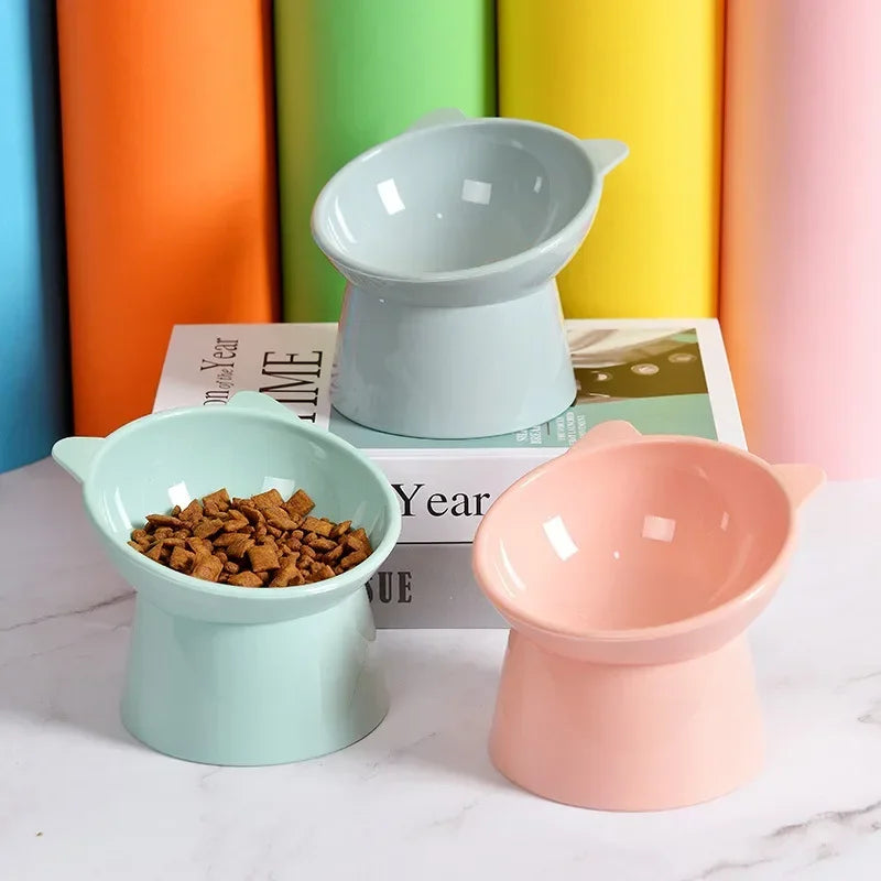Elevated Pet Bowl with 45° Neck Guard | Anti-Tip | Cats & Dogs