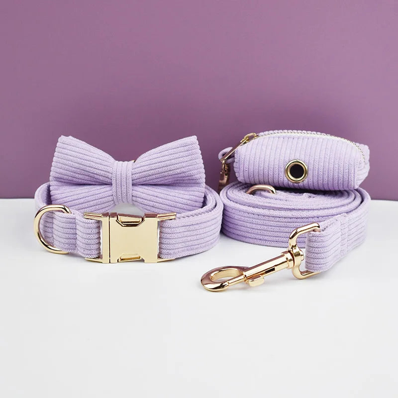 Light Purple Corduroy Dog Collar & Accessories Collection