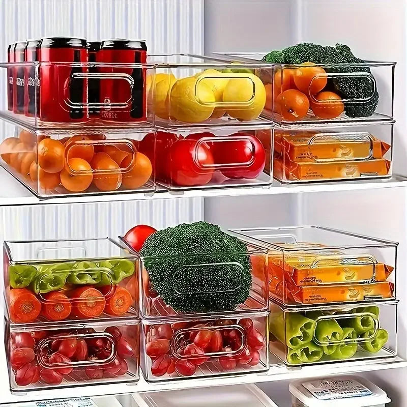 Stackable Fridge Organizer Bins with Handle | Refrigerator Food Storage Containers