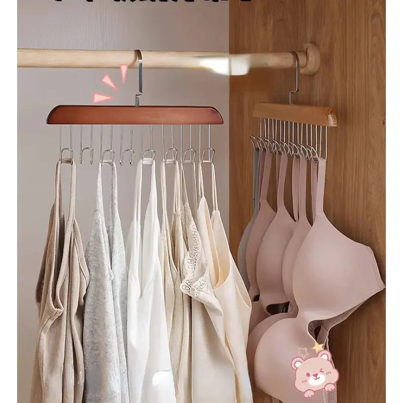 Wooden Multi-Hook Sling Hanger Organizer for Underwear, Bras & Vests