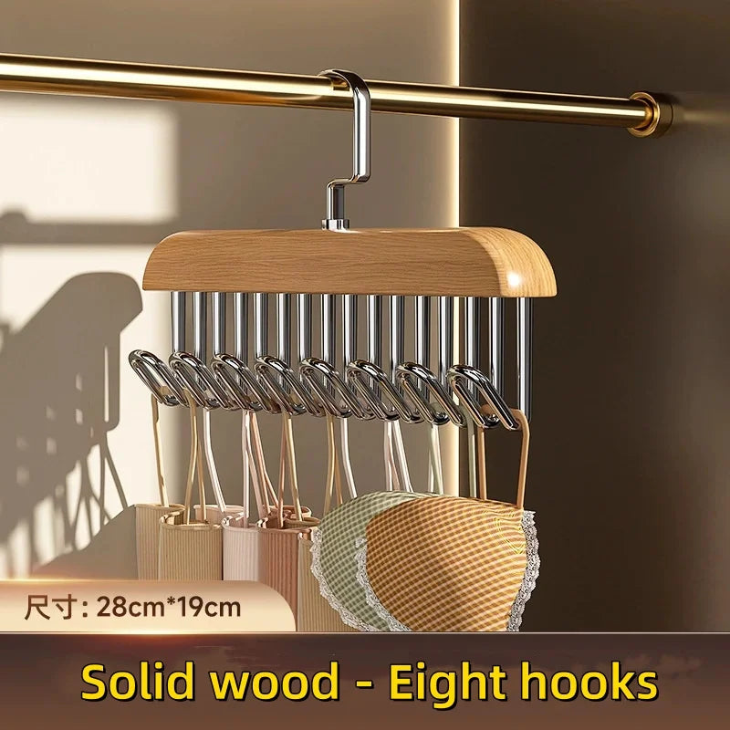 Wooden Multi-Hook Sling Hanger Organizer for Underwear, Bras & Vests