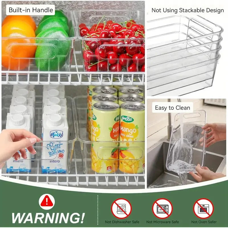 Stackable Fridge Organizer Bins with Handle | Refrigerator Food Storage Containers