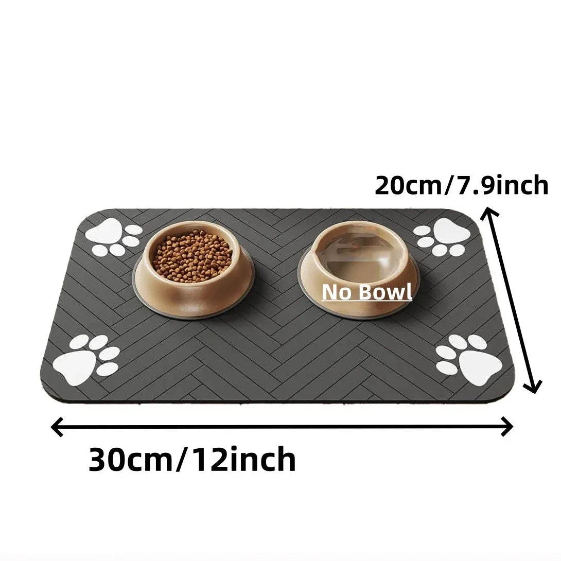 Absorbent Pet Feeding Mat with Non-Slip Rubber Backing