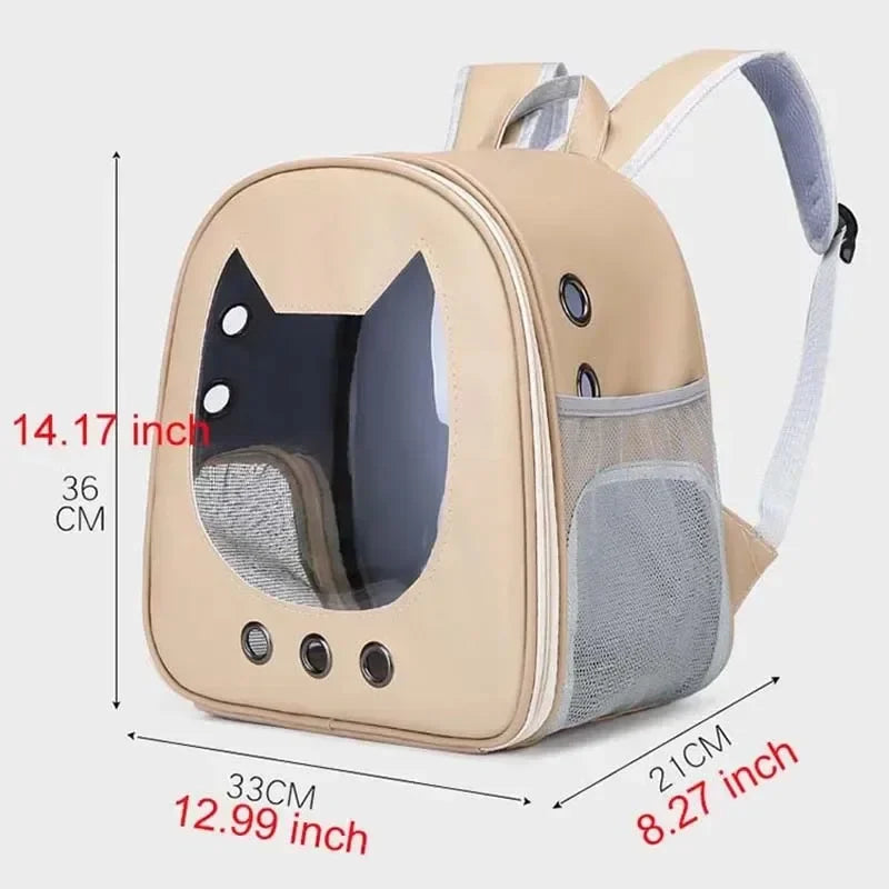 PU Pet Carrier Backpack | Transparent Window | Cats & Small Dogs