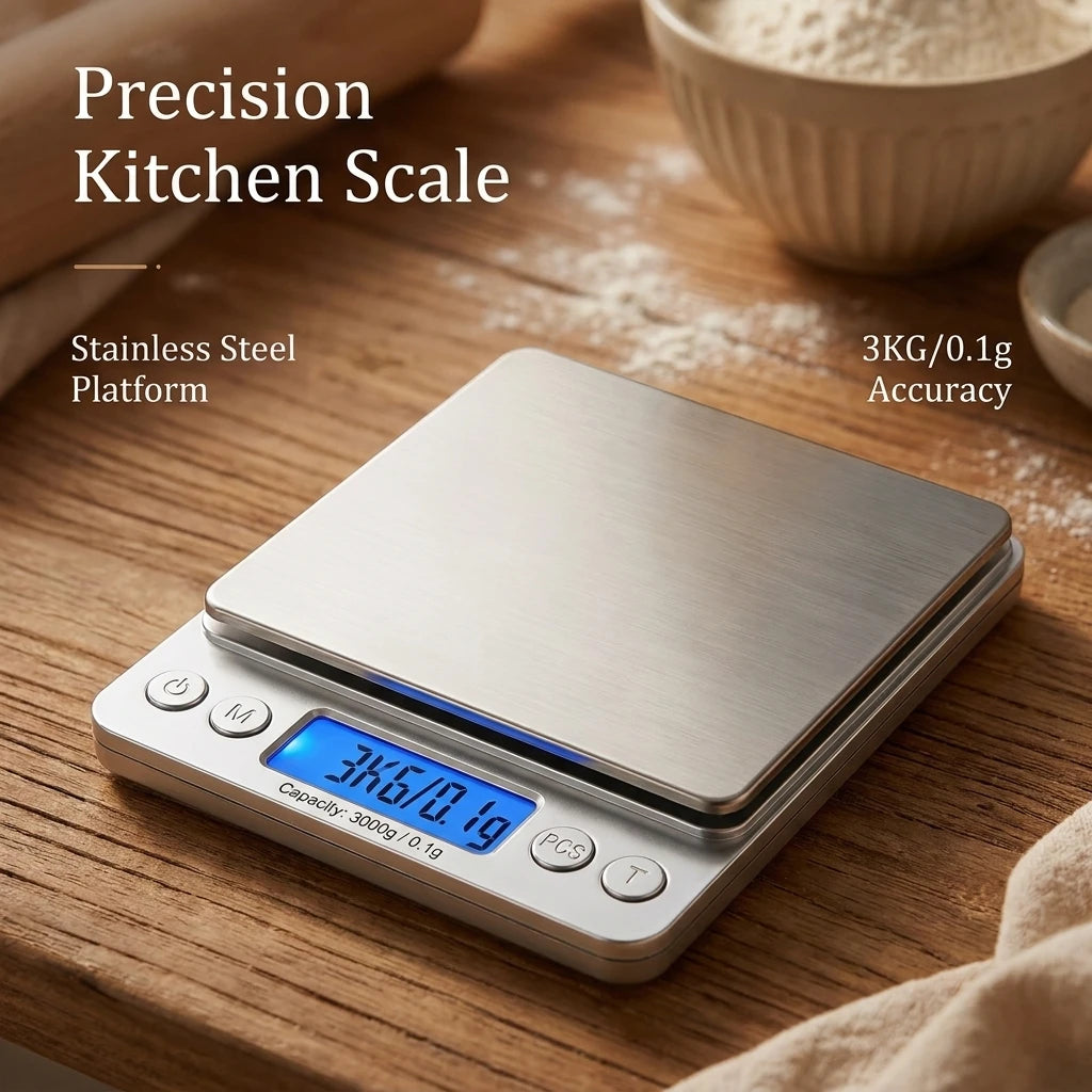 Stainless Steel Digital Kitchen Scale with LED Display