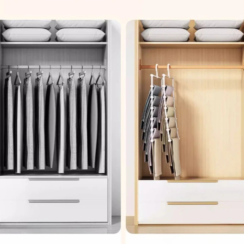 Foldable Multi-Layer Pants Hanger with Non-Slip Clips – Space-Saving Closet Organizer