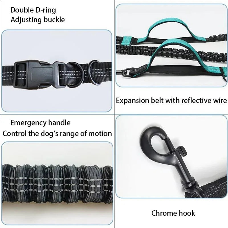 Reflective Hands-Free Running Dog Leash | Elastic Waist Leash