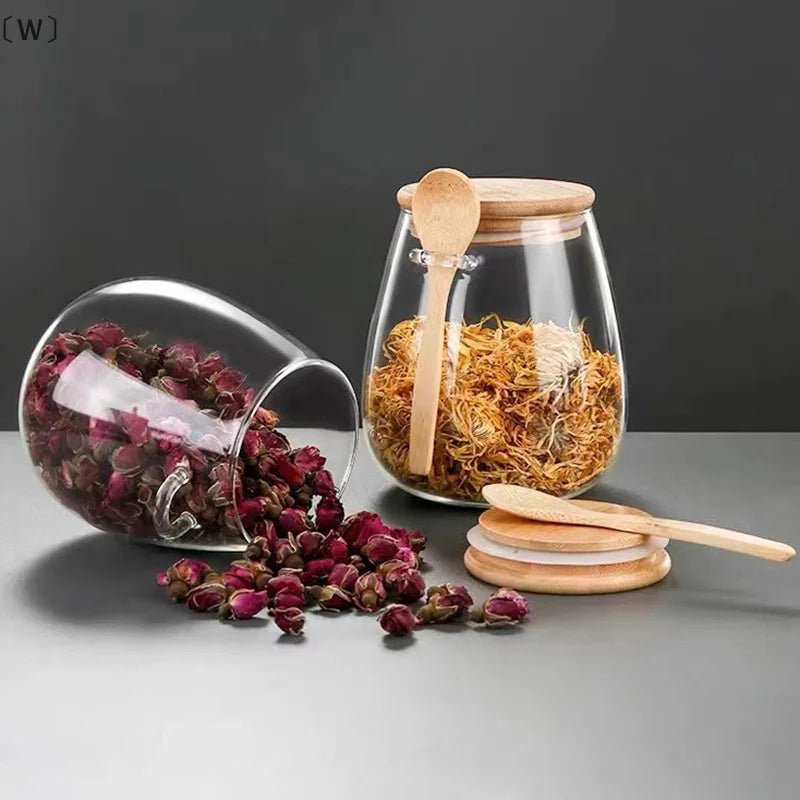 Hermetic Glass Storage Jar with Bamboo Lid | Airtight Kitchen Canister