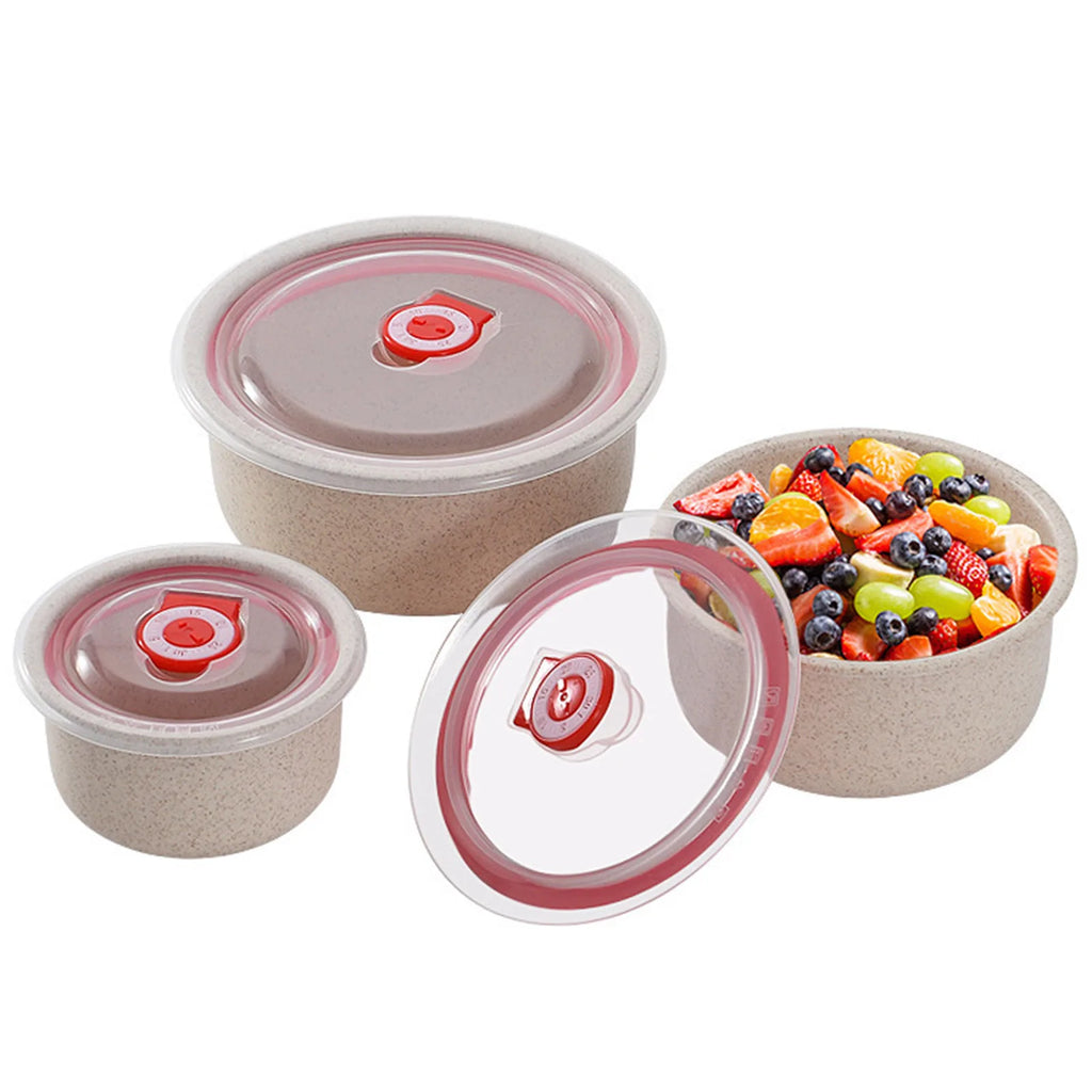 Eco-Friendly Wheat Straw Bento Box Set | 3-Piece Meal Prep Food Storage Containers