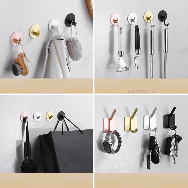 Aluminum Alloy Adhesive Wall Hooks – No-Drill Robe, Coat & Key Hanger