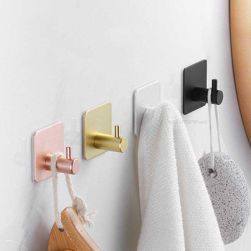 Aluminum Alloy Adhesive Wall Hooks – No-Drill Robe, Coat & Key Hanger