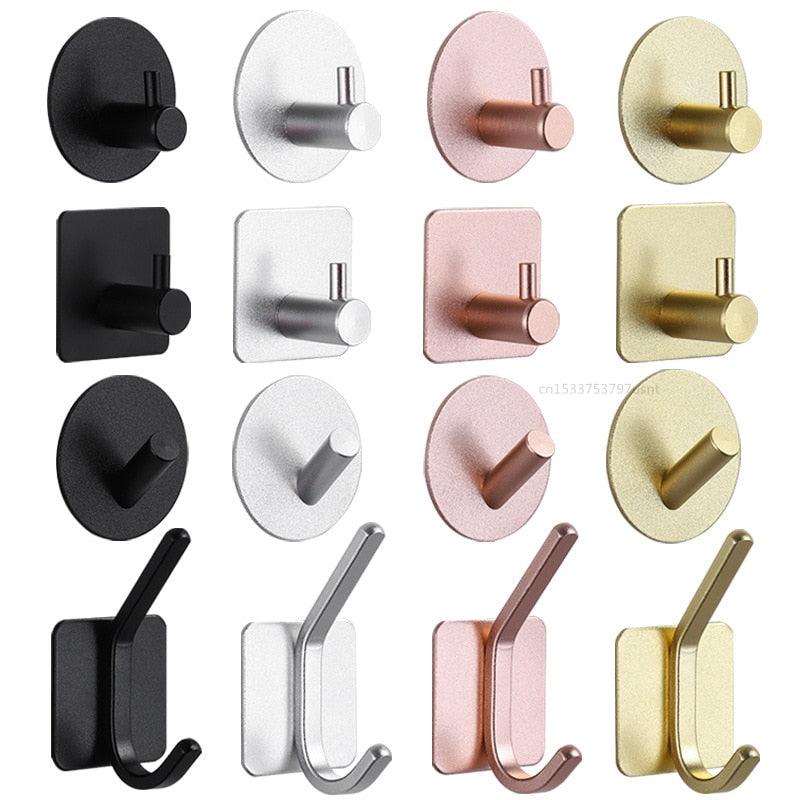 Aluminum Alloy Adhesive Wall Hooks – No-Drill Robe, Coat & Key Hanger