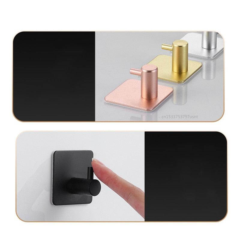 Aluminum Alloy Adhesive Wall Hooks – No-Drill Robe, Coat & Key Hanger