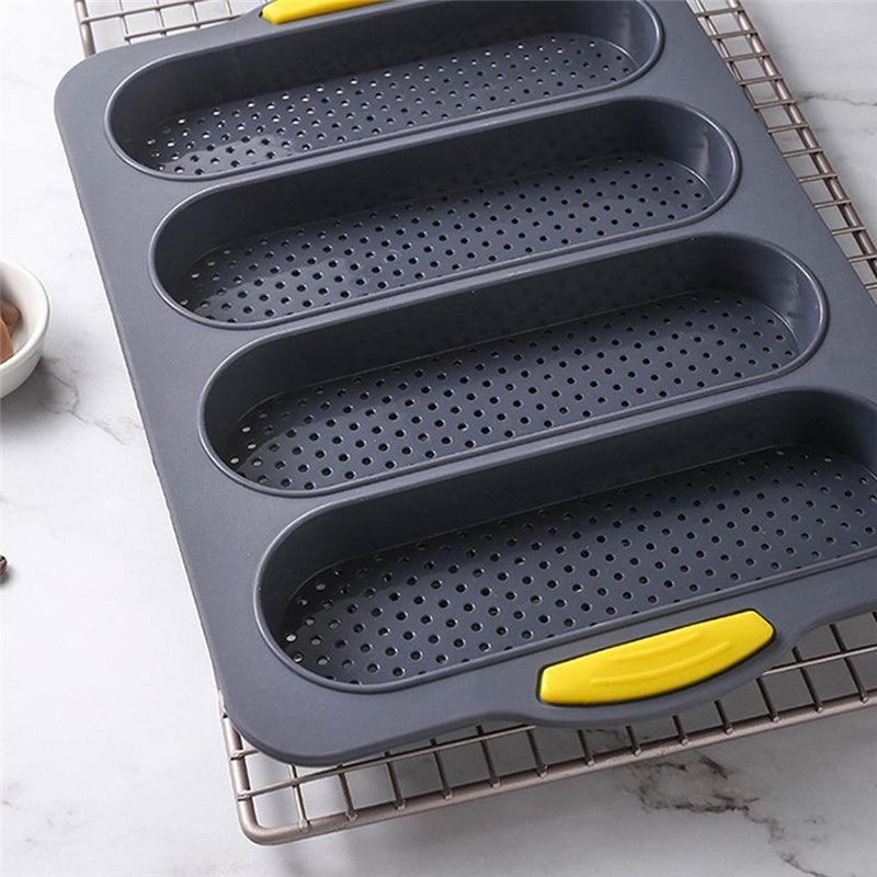 4-Grid Silicone Baguette & Bread Loaf Pan – Non-Stick Baking Mold