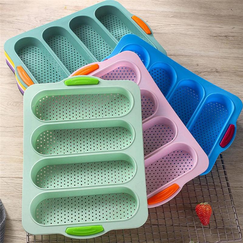 4-Grid Silicone Baguette & Bread Loaf Pan – Non-Stick Baking Mold