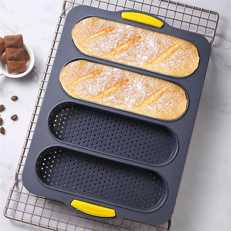 4-Grid Silicone Baguette & Bread Loaf Pan – Non-Stick Baking Mold