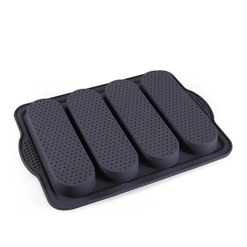 4-Grid Silicone Baguette & Bread Loaf Pan – Non-Stick Baking Mold