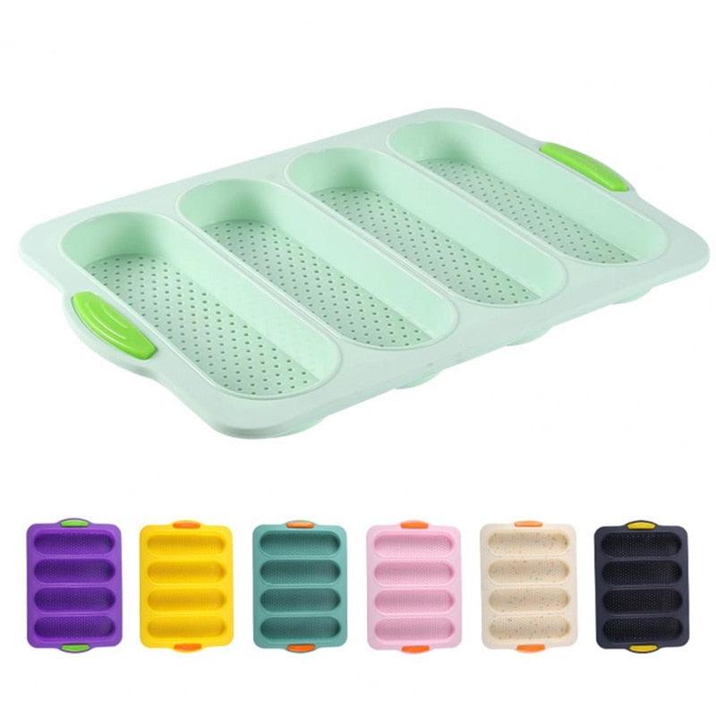 4-Grid Silicone Baguette & Bread Loaf Pan – Non-Stick Baking Mold