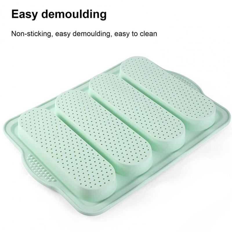 4-Grid Silicone Baguette & Bread Loaf Pan – Non-Stick Baking Mold
