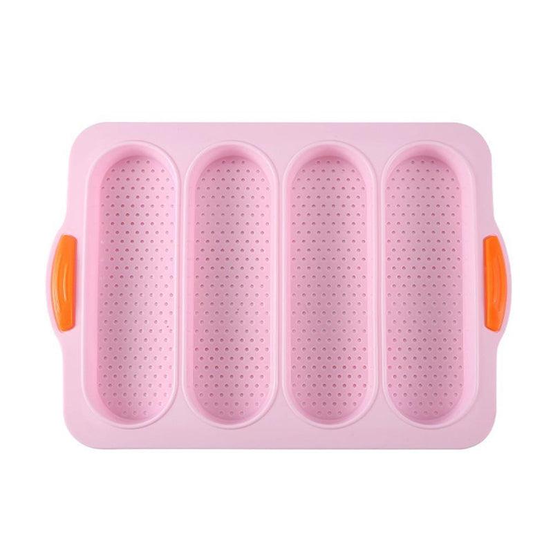 4-Grid Silicone Baguette & Bread Loaf Pan – Non-Stick Baking Mold