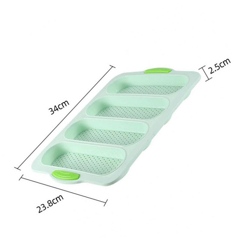 4-Grid Silicone Baguette & Bread Loaf Pan – Non-Stick Baking Mold