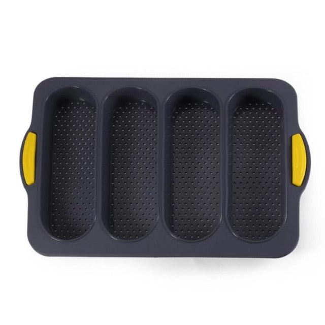 4-Grid Silicone Baguette & Bread Loaf Pan – Non-Stick Baking Mold