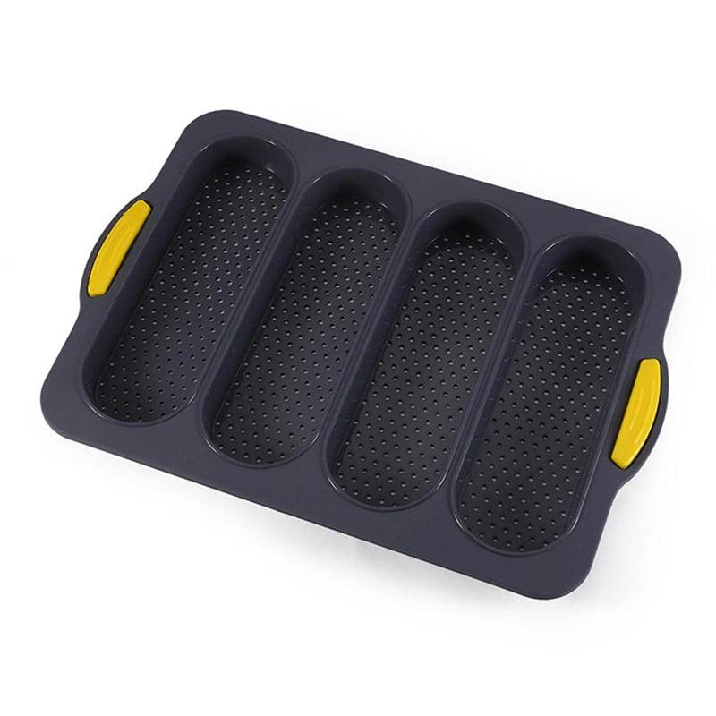 4-Grid Silicone Baguette & Bread Loaf Pan – Non-Stick Baking Mold