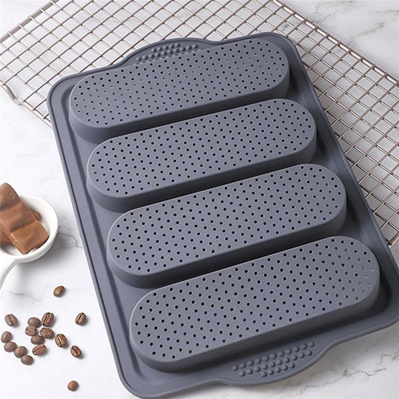 4-Grid Silicone Baguette & Bread Loaf Pan – Non-Stick Baking Mold