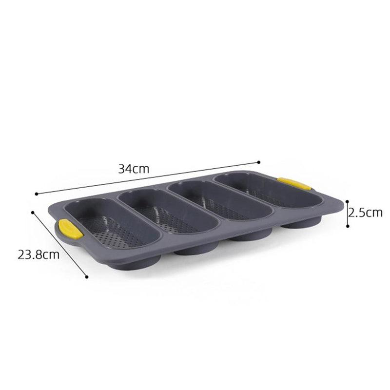 4-Grid Silicone Baguette & Bread Loaf Pan – Non-Stick Baking Mold