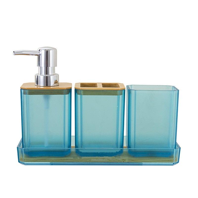 Bamboo Bathroom Accessories Set – Soap Dispenser, Toothbrush Holder & More