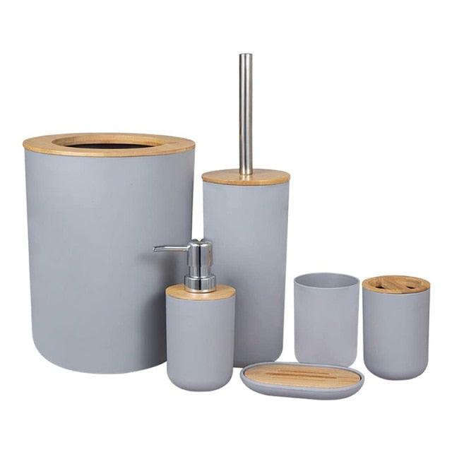 Bamboo Bathroom Accessories Set – Soap Dispenser, Toothbrush Holder & More