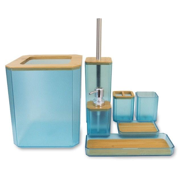 Bamboo Bathroom Accessories Set – Soap Dispenser, Toothbrush Holder & More