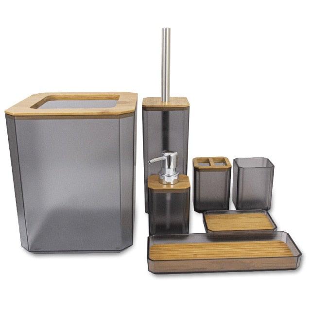 Bamboo Bathroom Accessories Set – Soap Dispenser, Toothbrush Holder & More