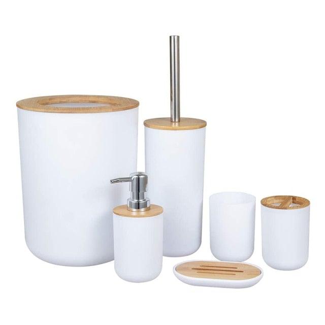 Bamboo Bathroom Accessories Set – Soap Dispenser, Toothbrush Holder & More