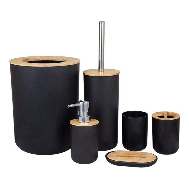 Bamboo Bathroom Accessories Set – Soap Dispenser, Toothbrush Holder & More
