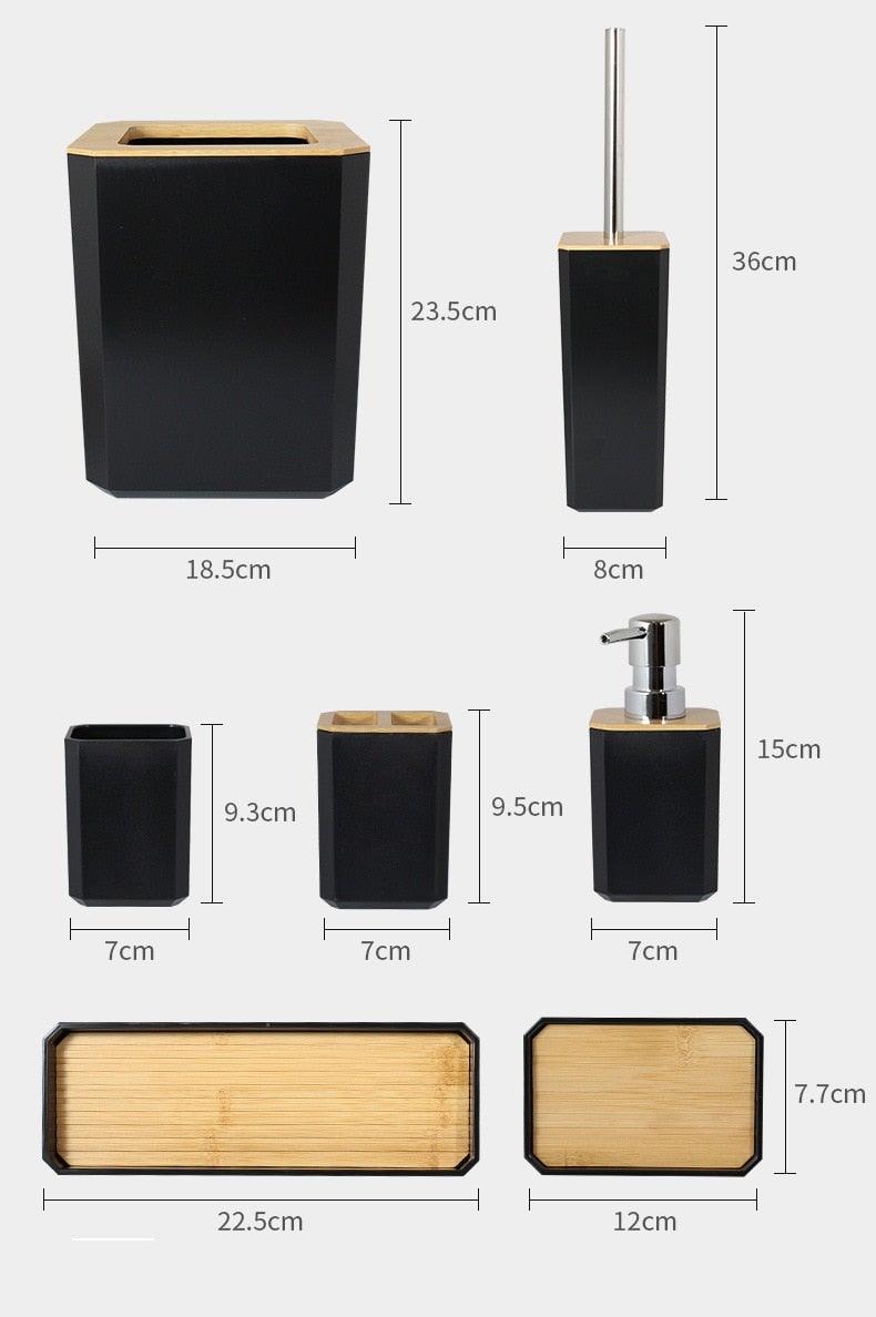 Bamboo Bathroom Accessories Set – Soap Dispenser, Toothbrush Holder & More