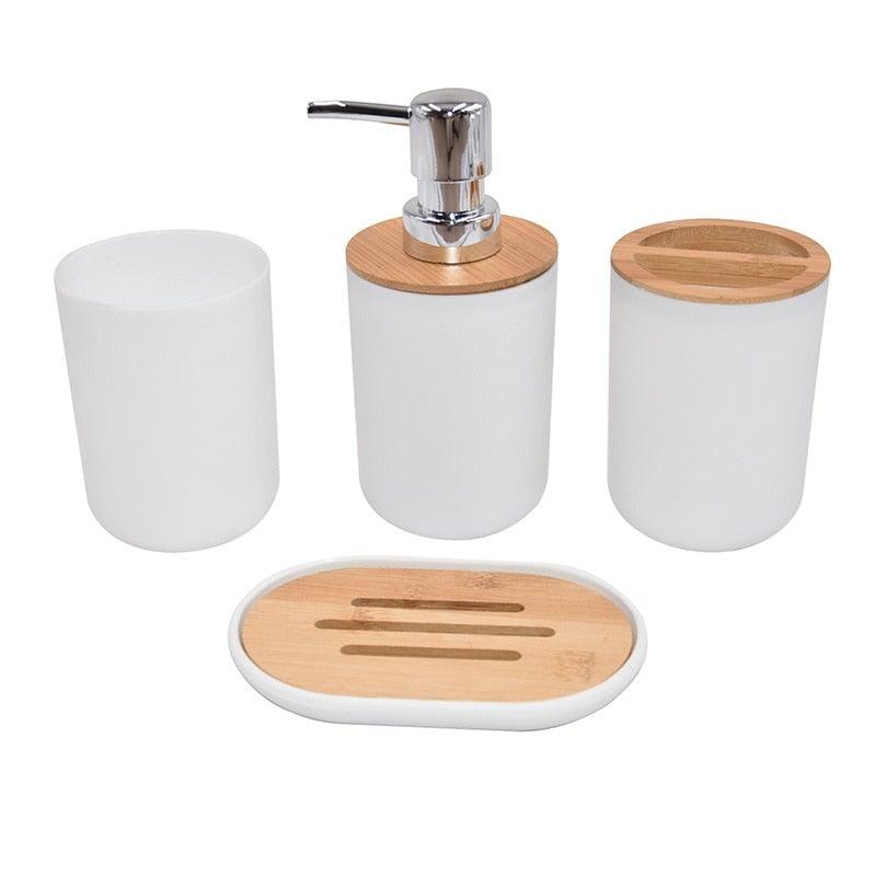 Bamboo Bathroom Accessories Set – Soap Dispenser, Toothbrush Holder & More