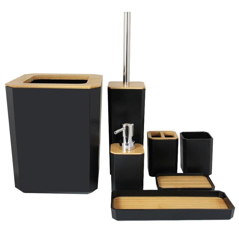 Bamboo Bathroom Accessories Set – Soap Dispenser, Toothbrush Holder & More