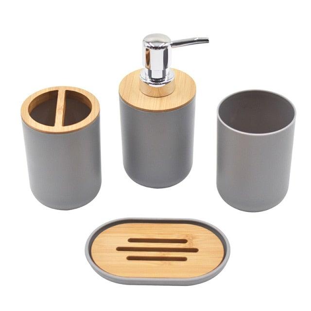 Bamboo Bathroom Accessories Set – Soap Dispenser, Toothbrush Holder & More