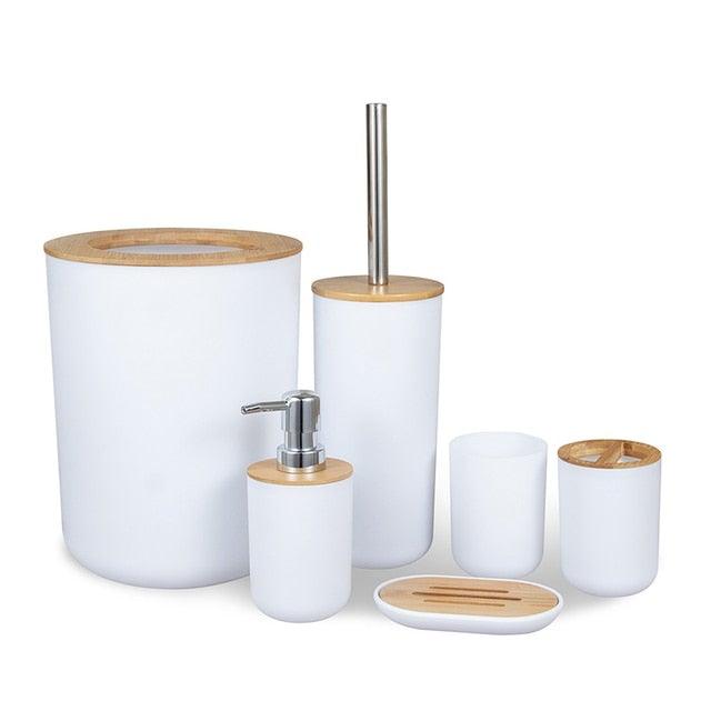 Bamboo Bathroom Accessories Set – Soap Dispenser, Toothbrush Holder & More