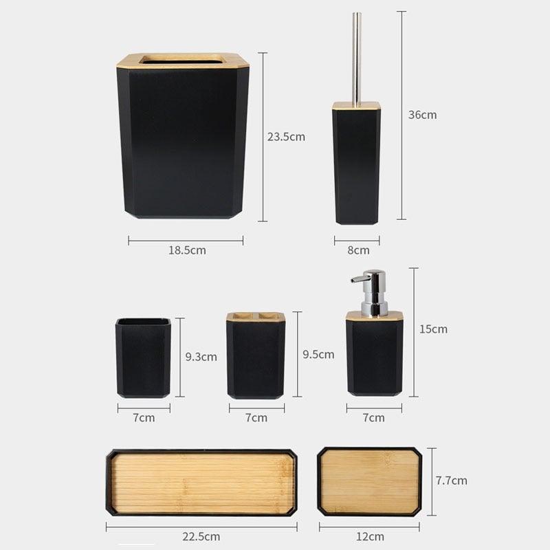 Bamboo Bathroom Accessories Set – Soap Dispenser, Toothbrush Holder & More