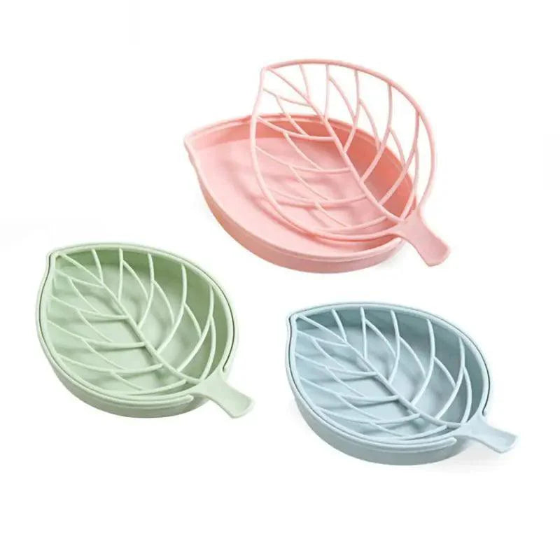 Leaf-Shaped Soap Dish with Draining Tray – Double Layer Holder