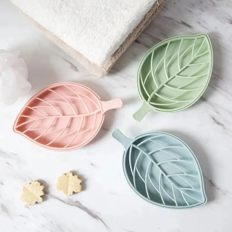 Leaf-Shaped Soap Dish with Draining Tray – Double Layer Holder